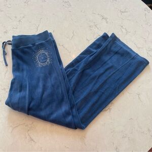 Juicy Couture 💙 Blue Velour Flare Track Pants w/ Silver Embellishment Size S